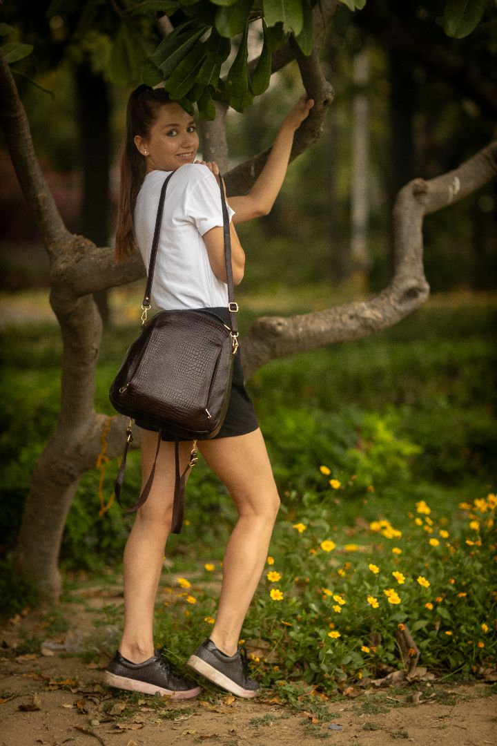 Dark Cherry Red Leather Backpack