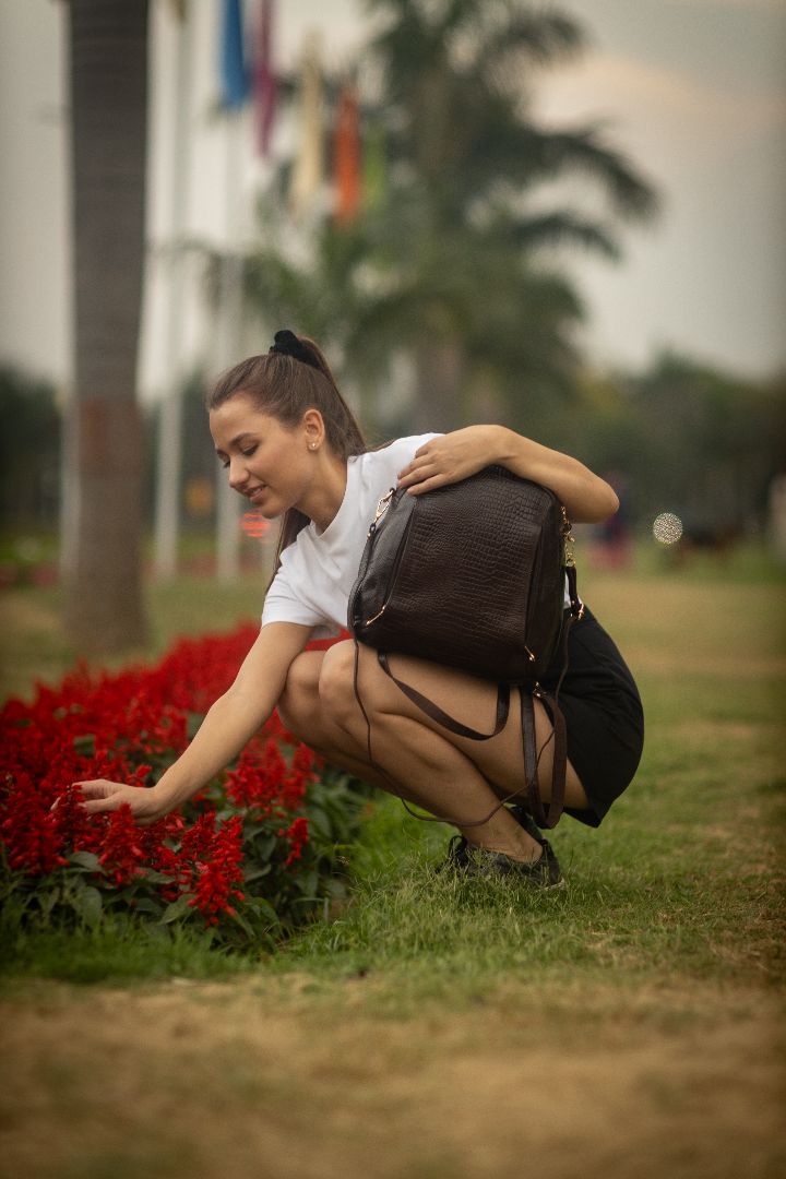 Dark Cherry Red Leather Backpack