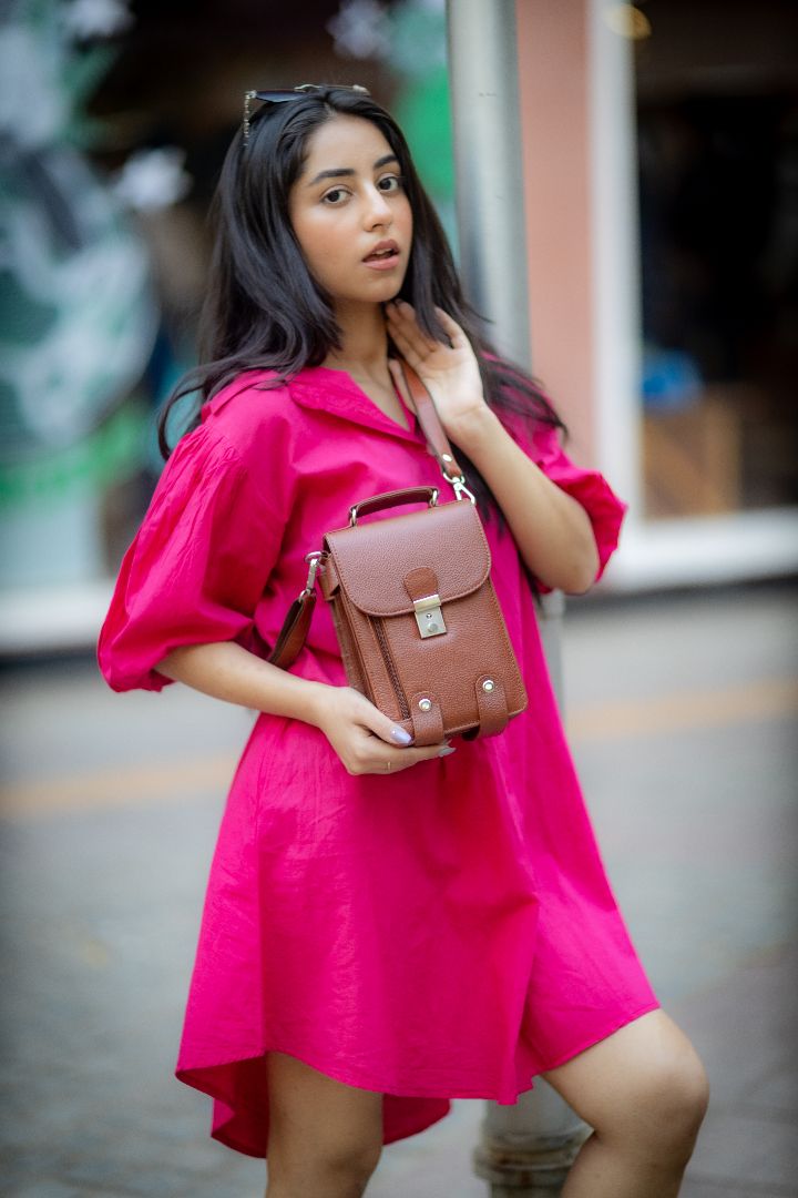 Brown Tan Leather Sling Bag