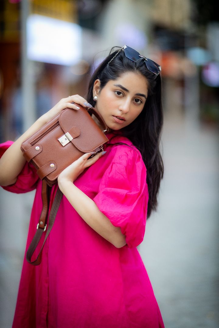 Brown Tan Leather Sling Bag